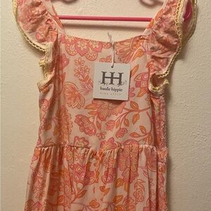 NWT, Haute Hippie Girls Pink and Orange Floral one piece flowy short set.